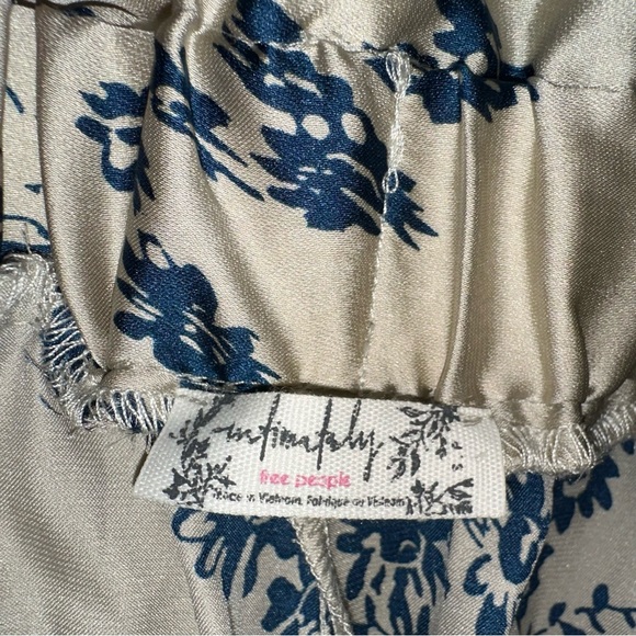 NWOT Intimately Free People Goddess Lounge Wide Leg Pants Pearl Combo Boho Satin - Picture 9 of 12